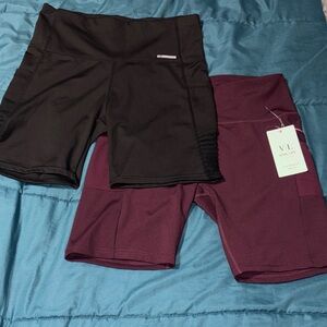 2 - Burgundy (XL) & Black (L) High-Rise Bike Shorts